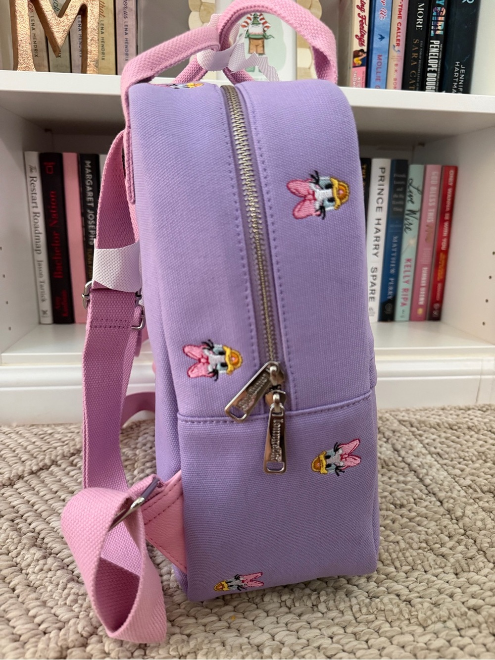 Loungefly Lavender Daisy Duck Mini Backpack with Pink Accents - Picture 2 of 5